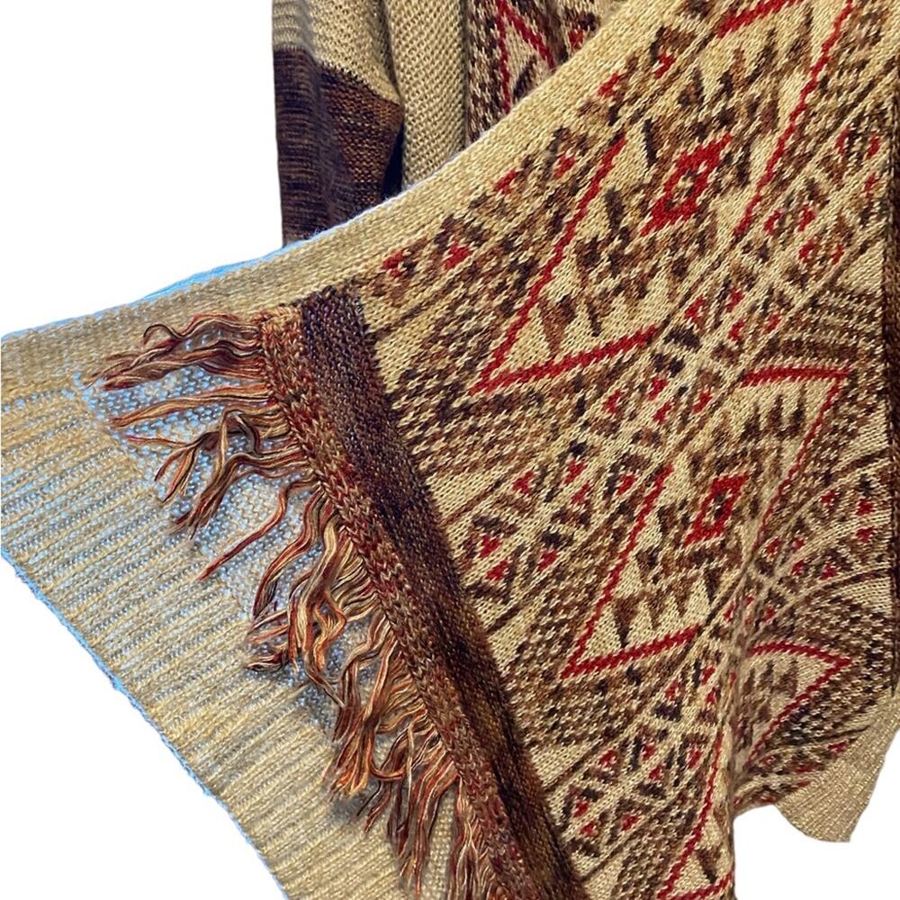 Lucky Brand Cardigan Sweater Women’s Size M Neutral Aztec Pattern Open Front - Picture 5 of 10
